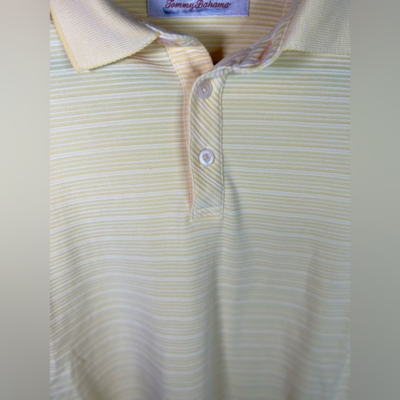 Tommy Bahama Polo Shirt Mens Size L Collared Solid Yellow Modal Polyester Ribbed - Picture 5 of 8